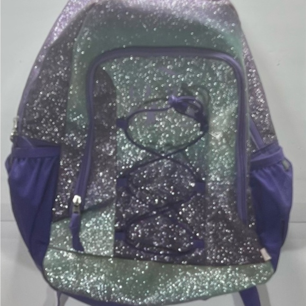 Glitter Purple Women's Backpack with Spacious Interiory